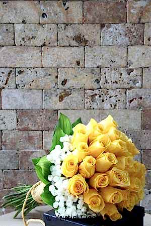 Sarı Güllerden Gelin Buketi