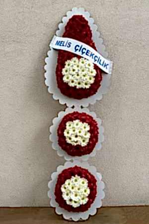 Üç Katlı Kırmızı - Beyaz Ayaklı Sepet