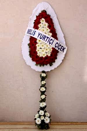 Direği Çiçekli Kırmızı - Beyaz Ayaklı Sepet