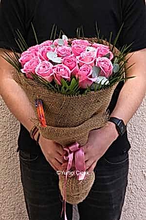 21 Pembe Gül Buketi