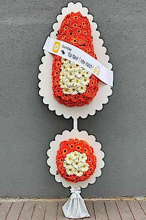 Çiftli Turuncu - Beyaz Ayaklı Sepet